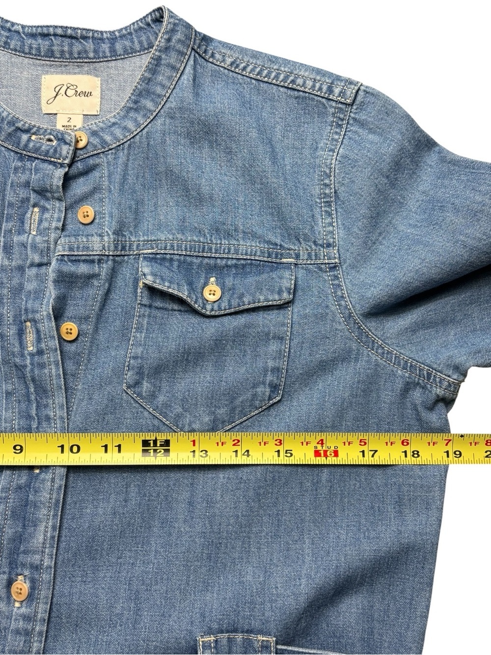 J Crew Western Indigo Denim Midi Shirt Dress Size 2 Blue Belted Long Sleeve - Picture 8 of 13